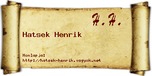 Hatsek Henrik névjegykártya